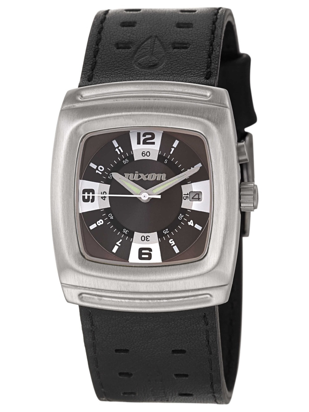 Nixon Black Leather Strap Watch with Black Dial